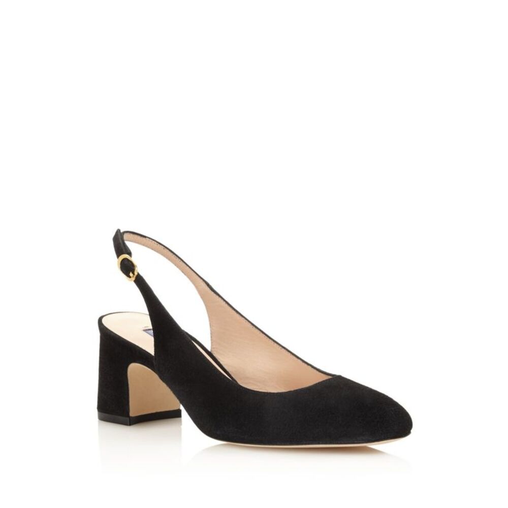 STUART WEITZMAN Womens Black Lorelei Almond Leather Slingback Sandal 7 M